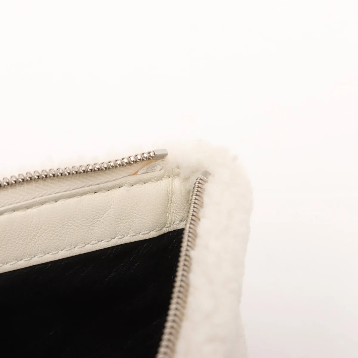 Balenciaga Shearling Clutch Bag White