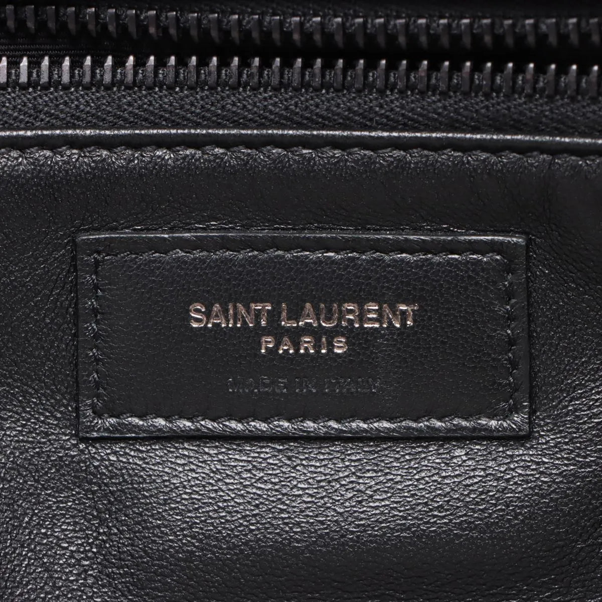 Saint Laurent Paris Debossed Logo Padded Leather Tote Bag Black