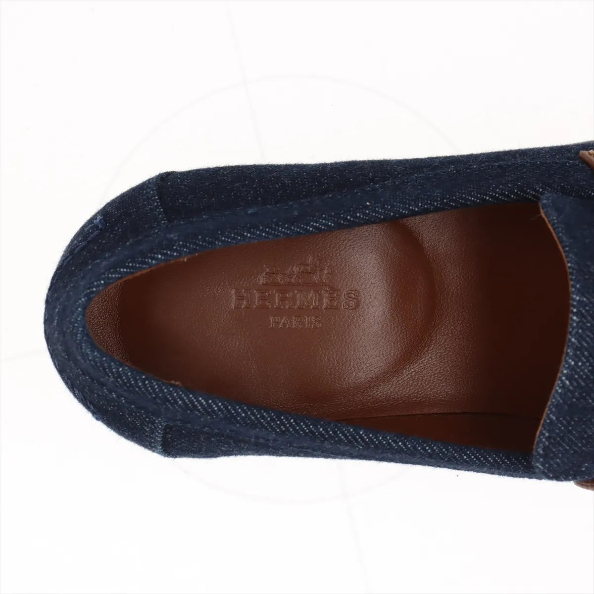 Hermès Kelly Denim Leather Loafer Navy x Brown