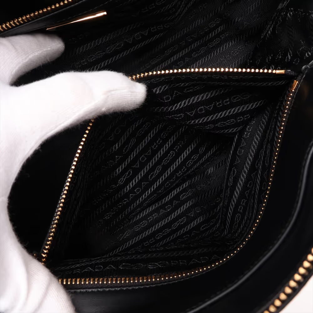 Prada Tessuto Nylon Leather Shoulder Bag Black