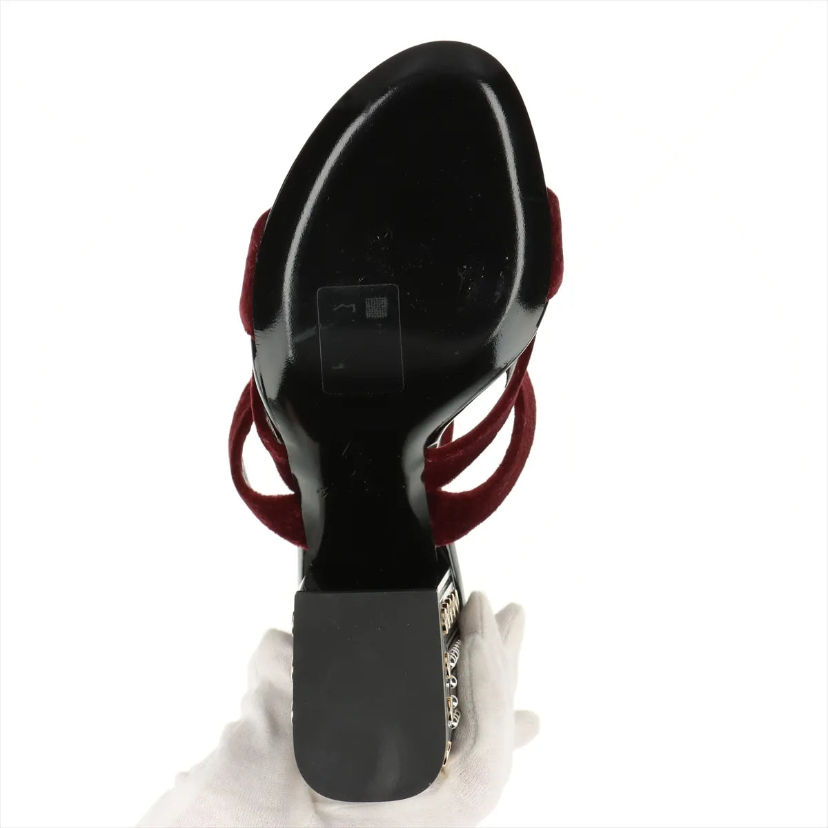 Louis Vuitton Velour Leather Sandals Bordeaux x Black