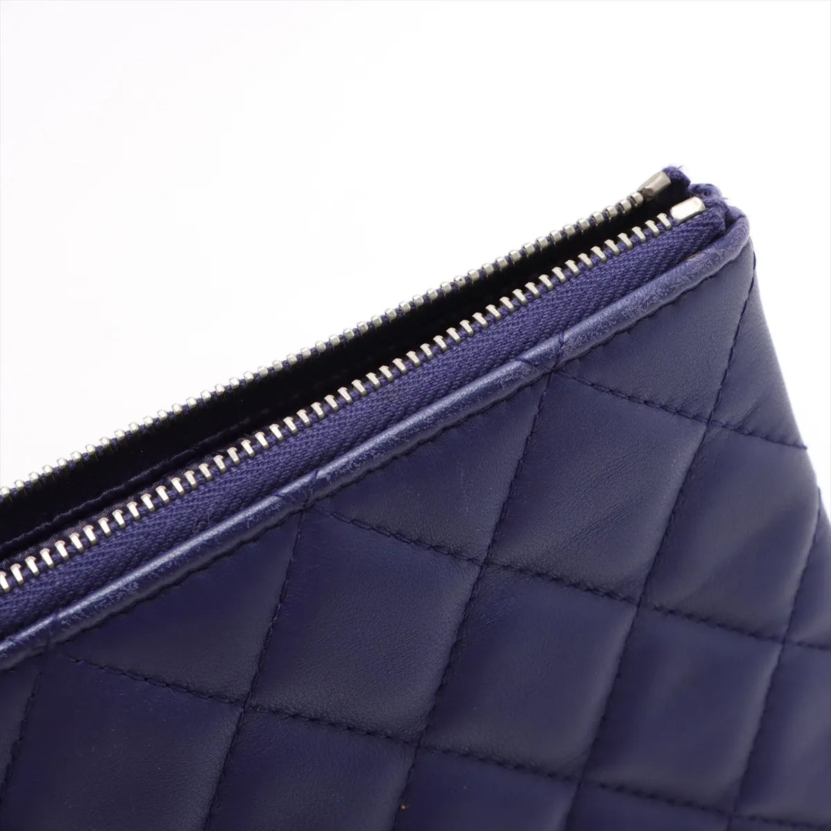 Chanel CC Logo Matelasse Lambskin Clutch Bag Blue