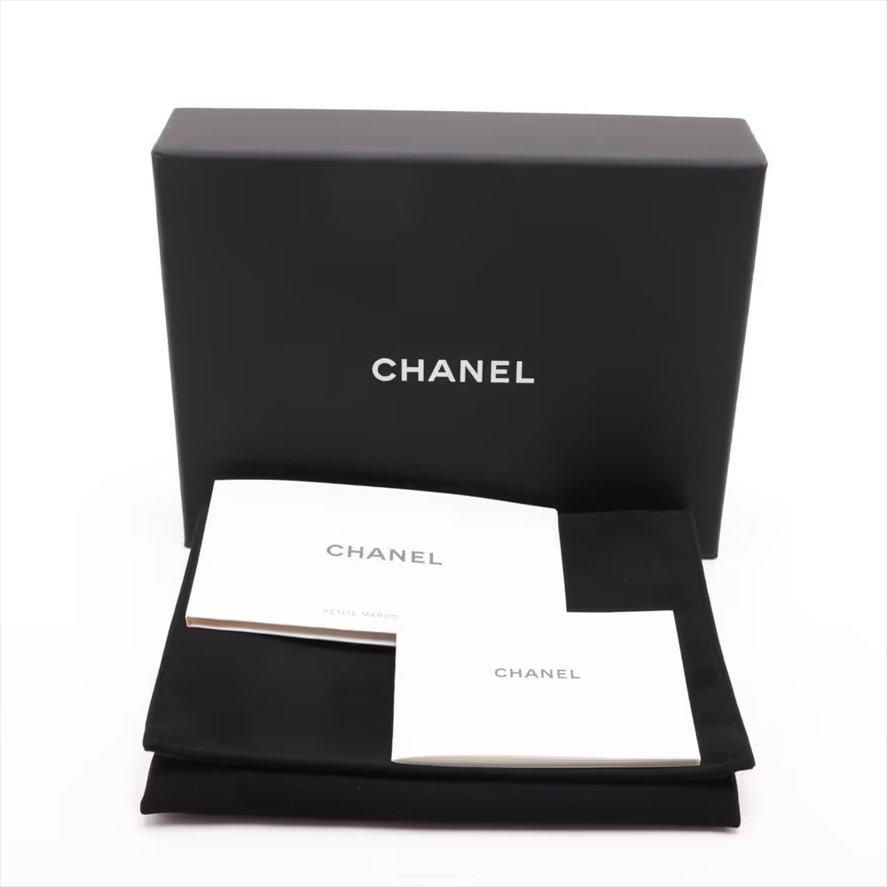 Chanel CC Logo Matelasse Caviar Skin Wallet on Chain Gray
