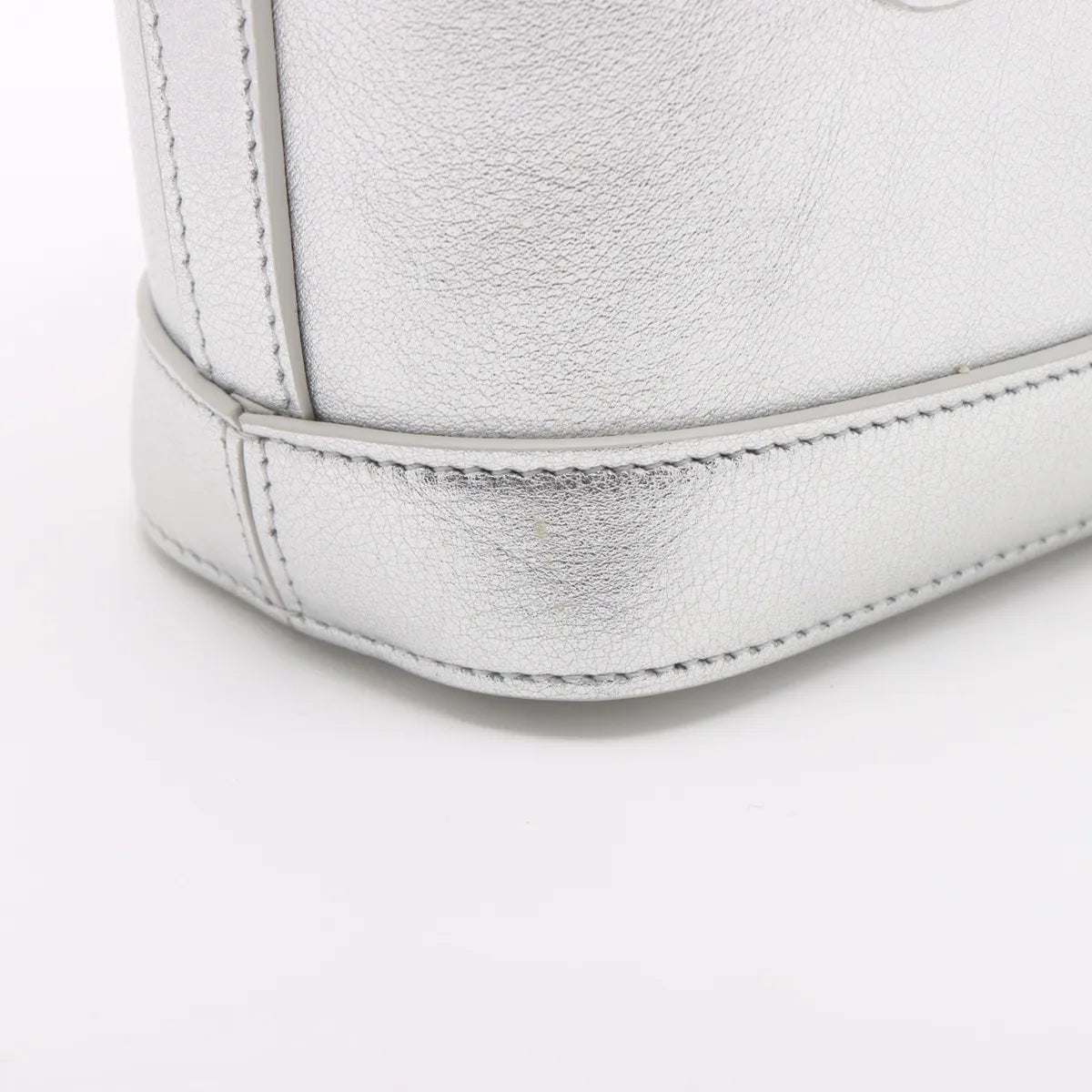 Celine Triomphe Leather Bucket Bag Silver