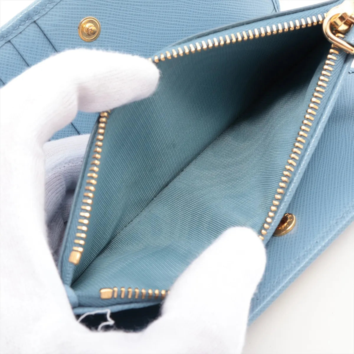 Prada Saffiano Leather Long Wallet Blue
