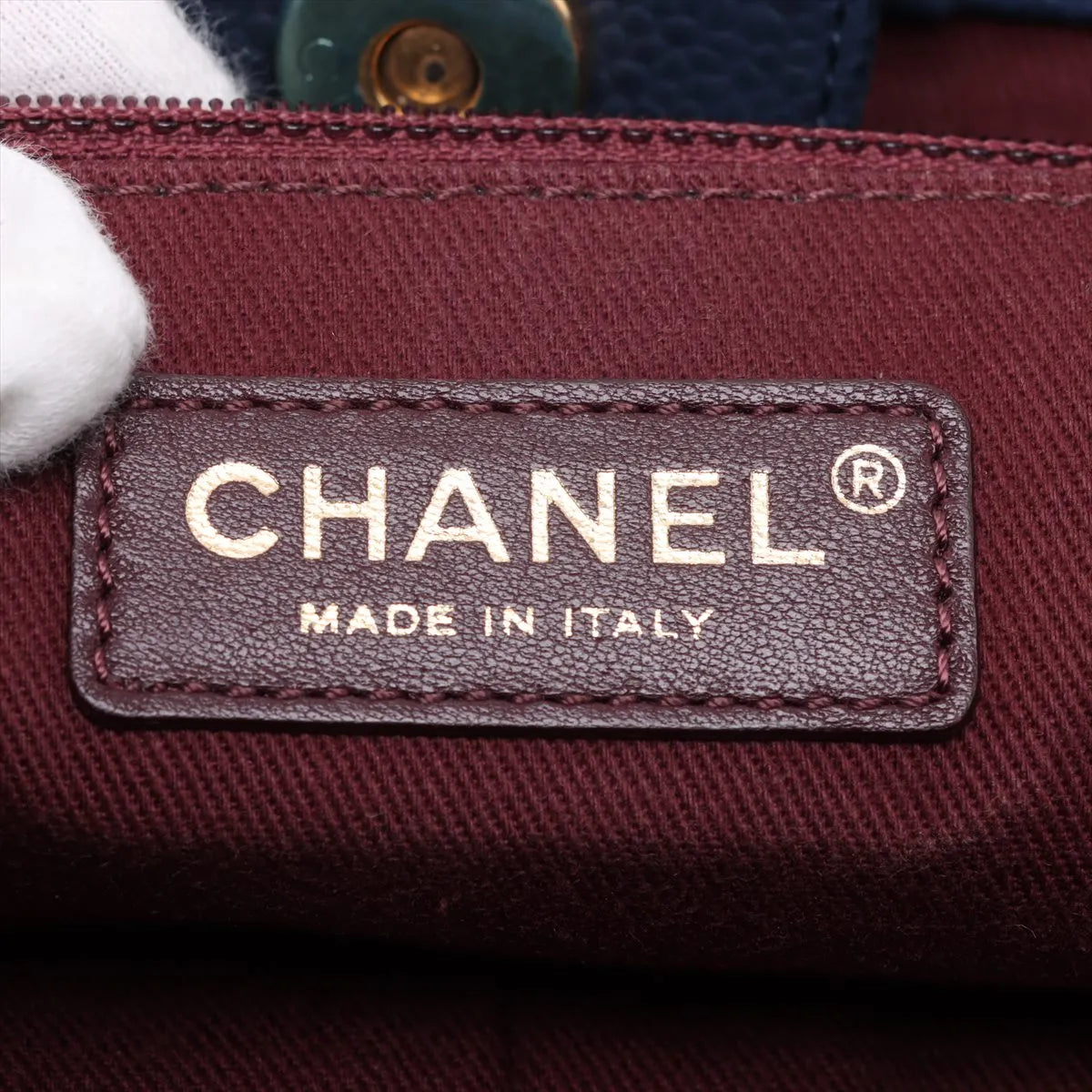 Chanel Matelasse Caviar Skin Two-Way Tote Bag Navy Blue