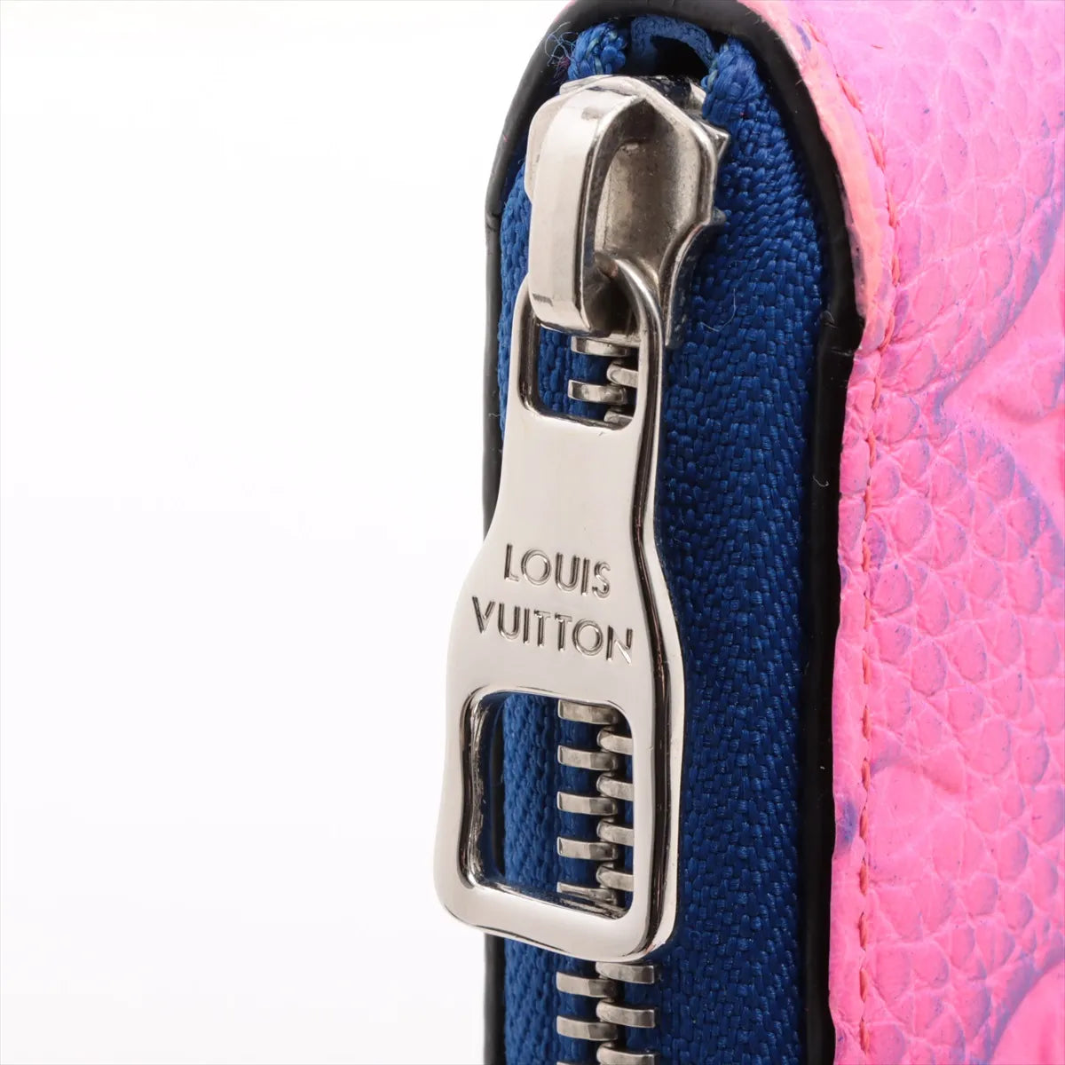 Louis Vuitton Monogram Illusion Zippy Wallet Vertical Blue x Neon Pink