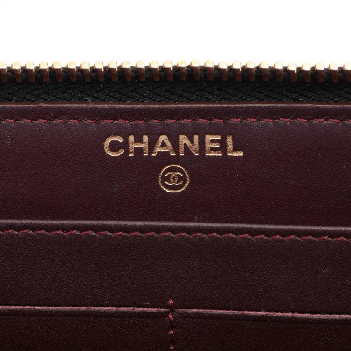 Chanel CC Logo Matelasse Caviar Skin Zippy Wallet Black