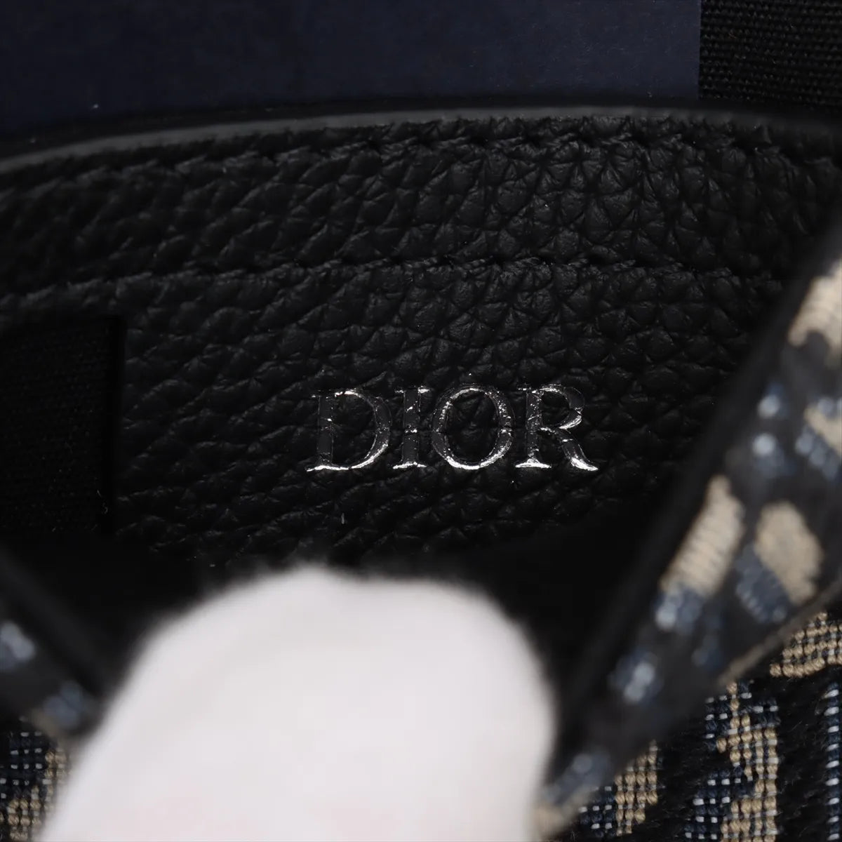 Dior Oblique Saddle Vertical Pouch Bag Navy Blue x Black