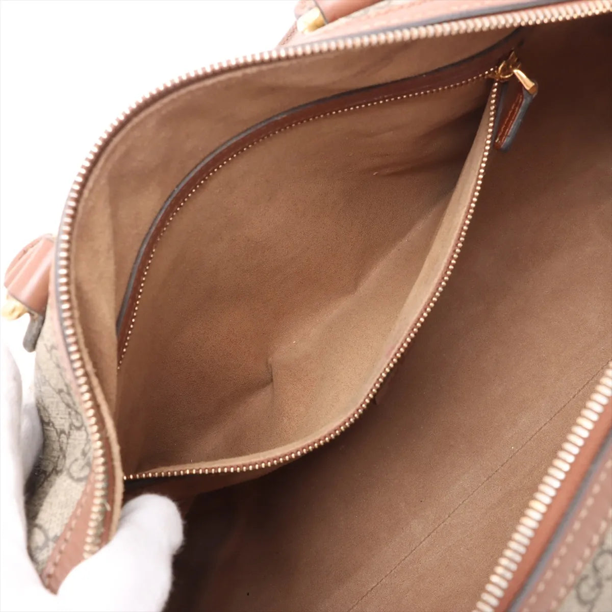 Gucci GG Supreme Two-Way Shoulder Bag Beige×Brown