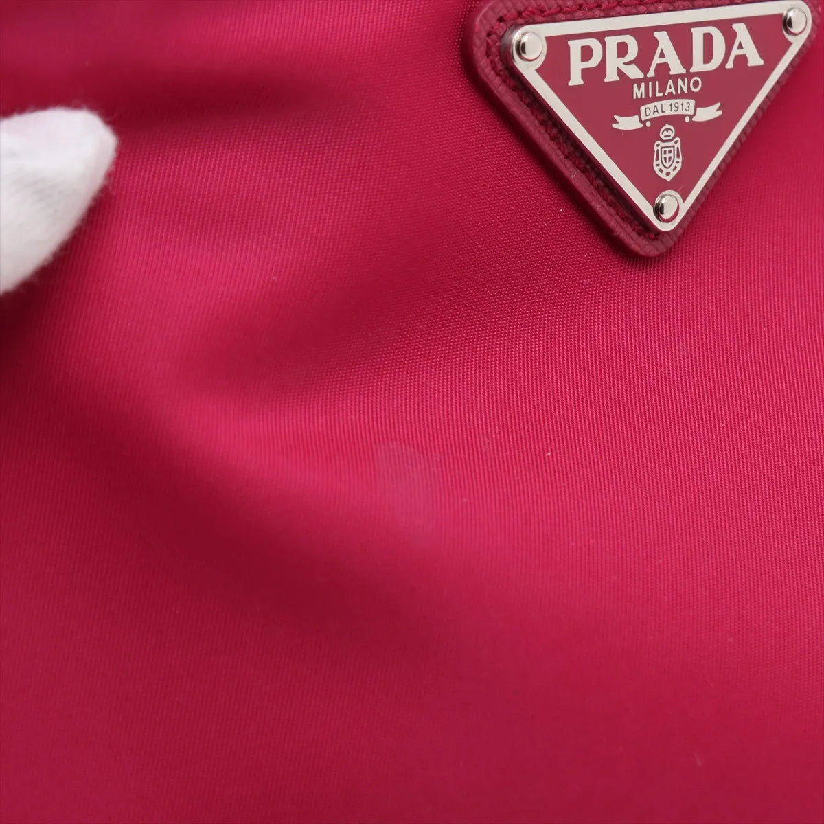 Prada Tessuto Nylon Leather Wristlet Red