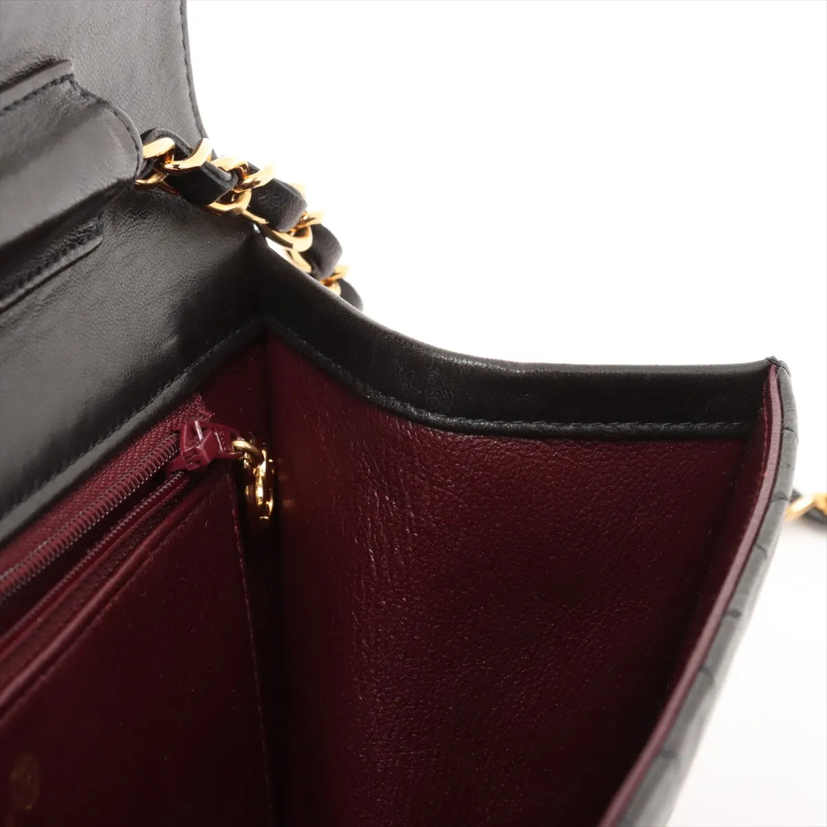 Chanel CC Logo Matelasse Lambskin Chain Shoulder Bag Black