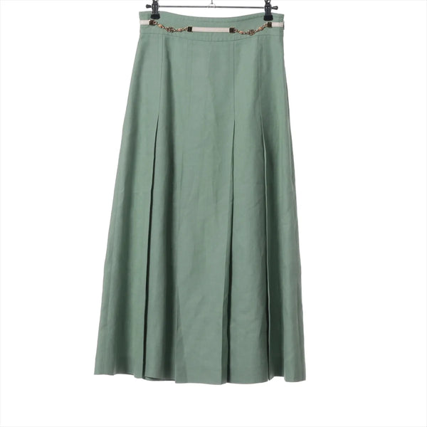 Gucci GG Marmont Linen & Rayon Skirt — Green, 38