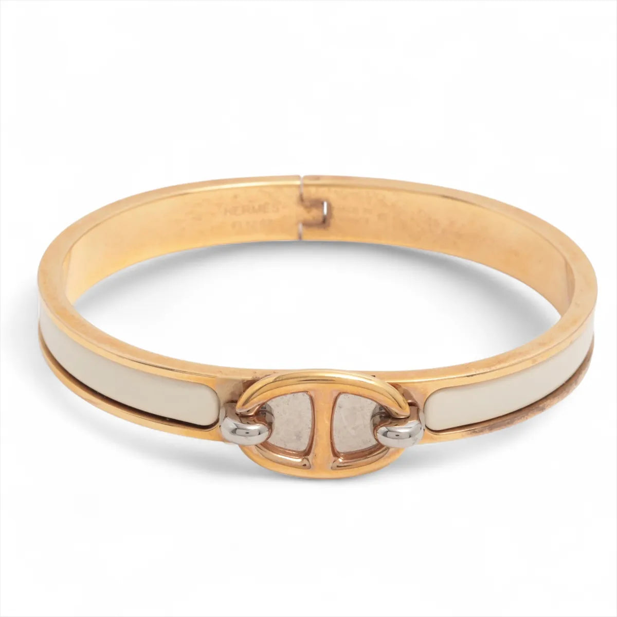 Hermès Mini Clic Chaîne d’Ancre Bracelet — Gold & Ivory, 17 cm; actual item photo 1