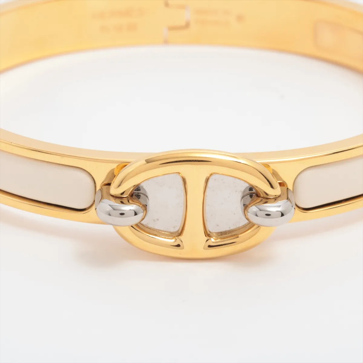 Hermès Mini Clic Chaîne d’Ancre Bracelet — Gold & Ivory, 17 cm; actual item photo 3