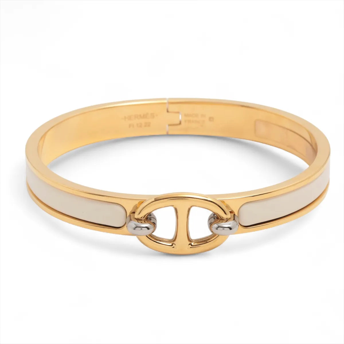 Hermès Mini Clic Chaîne d’Ancre Bracelet — Gold & Ivory, 17 cm; actual item photo 1