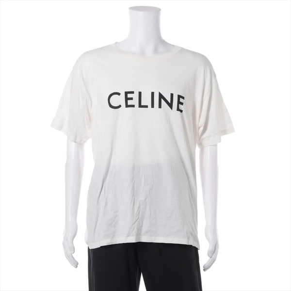 Celine Cotton T-Shirt — White, XL