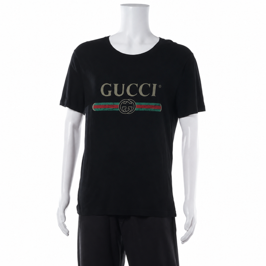 Gucci Distressed Cotton T-Shirt — Black, S; actual item photo 1