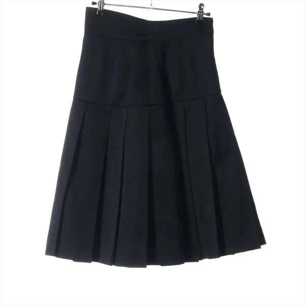 Chanel Coco Button Wool Skirt — Black, 44