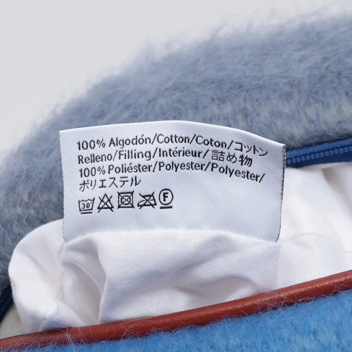 Loewe Anagram Mohair & Wool Cushion — Blue; actual item photo 5