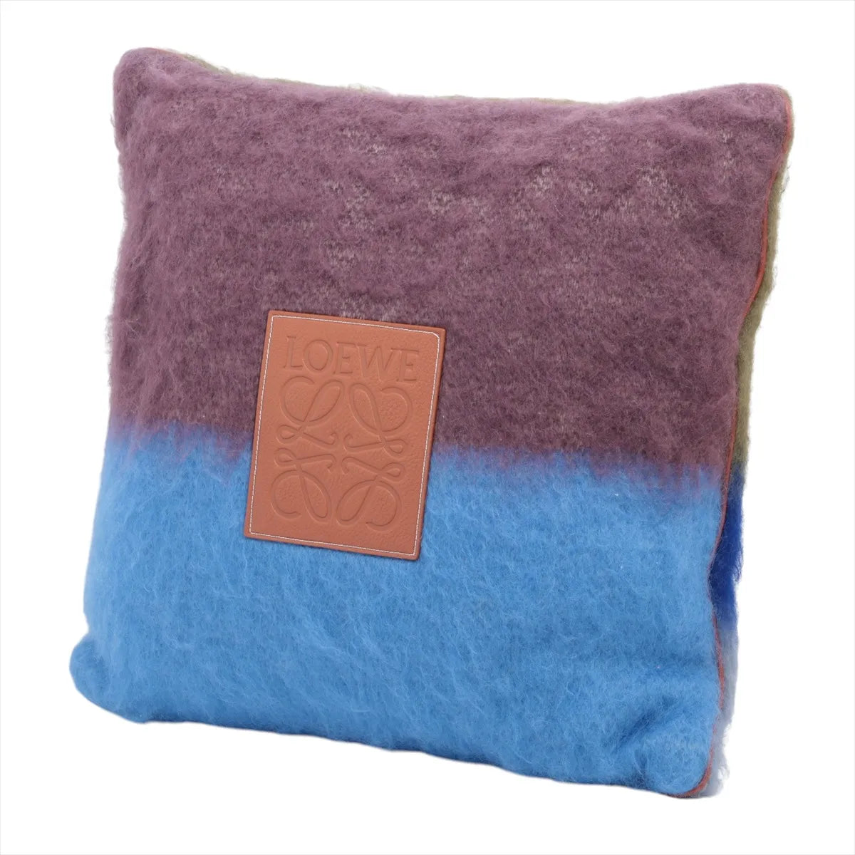 Loewe Anagram Mohair & Wool Cushion — Blue; actual item photo 1