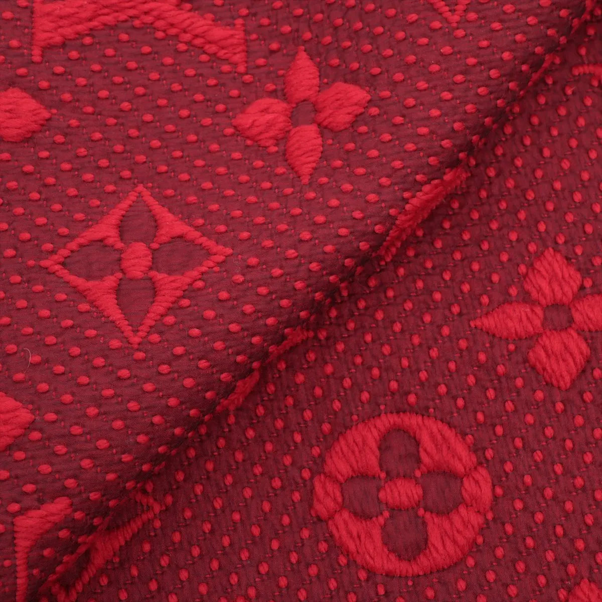 Louis Vuitton Écharpe Logomania Wool & Silk Scarf — Ruby; actual item photo 2