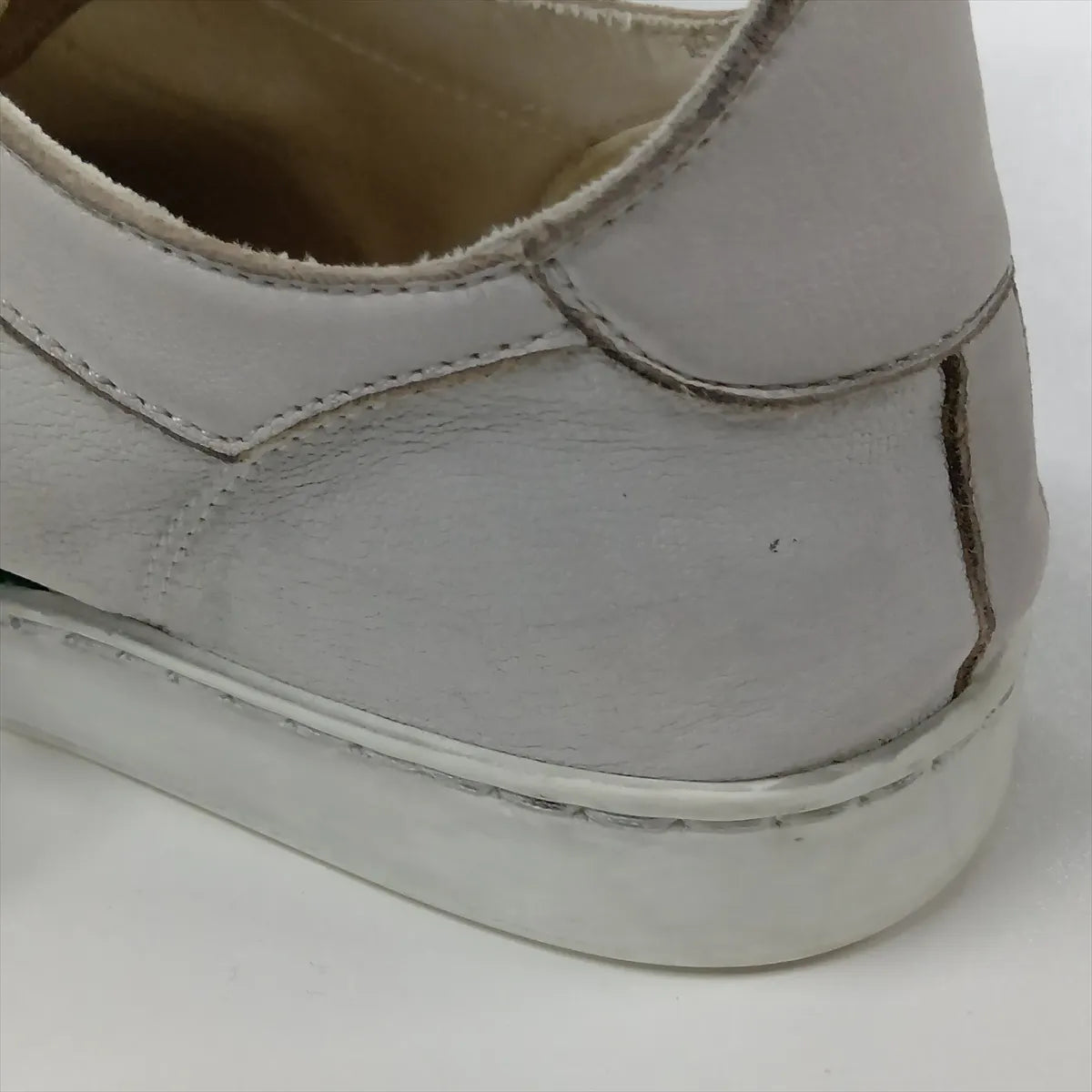 Gucci Web Stripe Leather Sneakers — Gray, Size 7; actual item photo 14