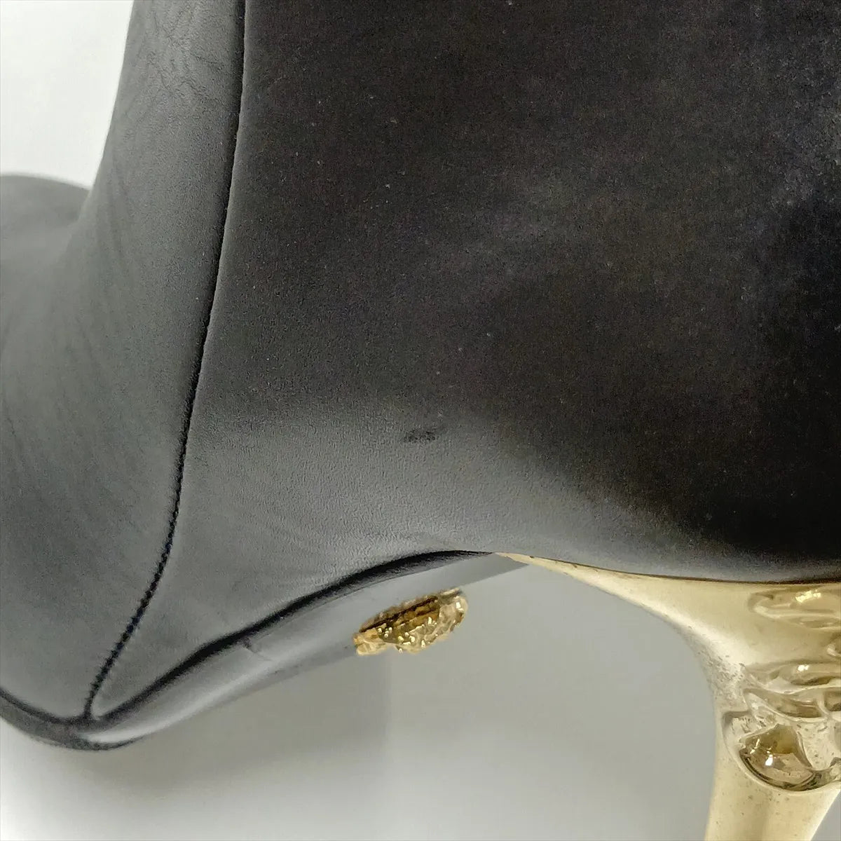 Versace Medusa Leather Tall Boots — Black, 37; actual item photo 17