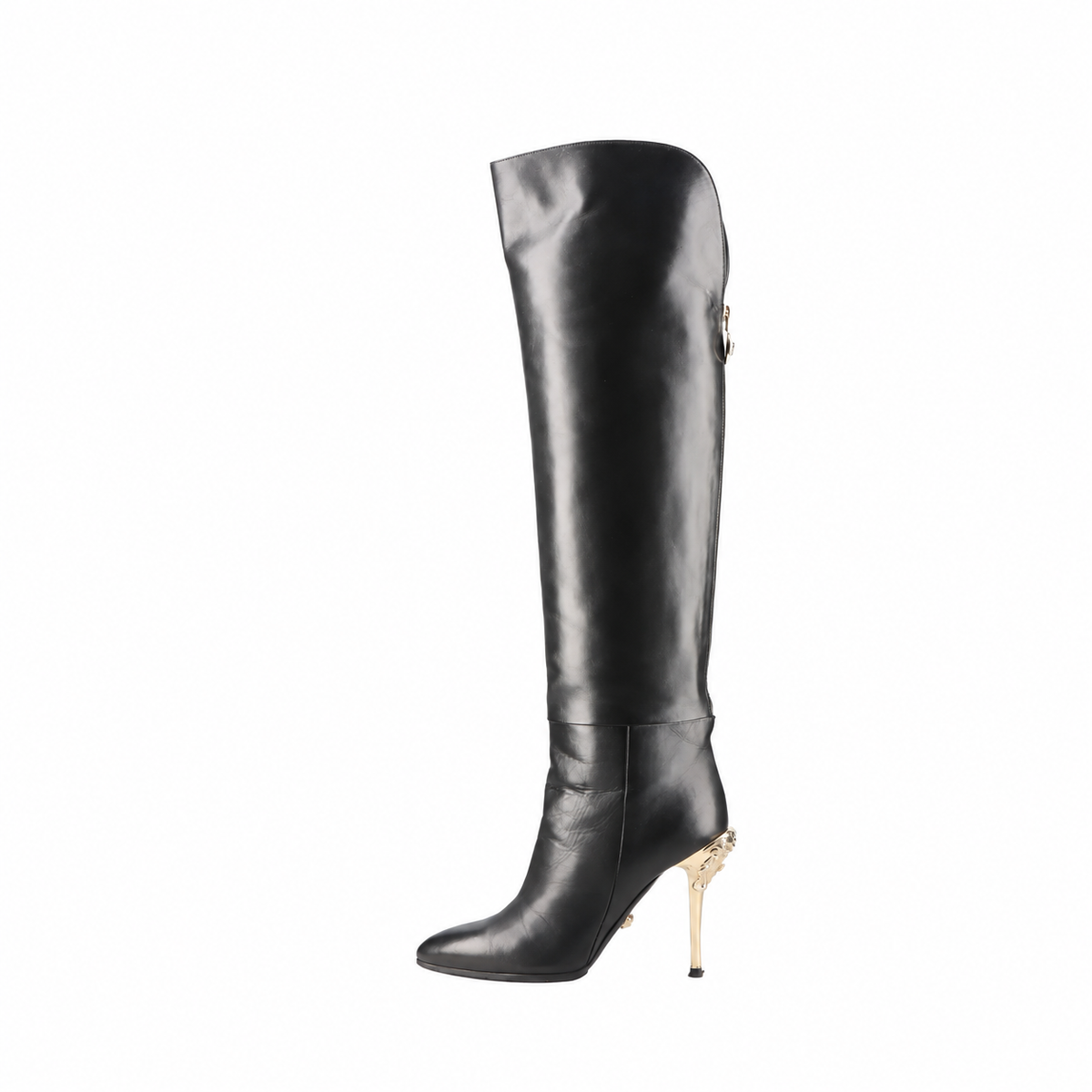 Versace Medusa Leather Tall Boots — Black, 37; actual item photo 1
