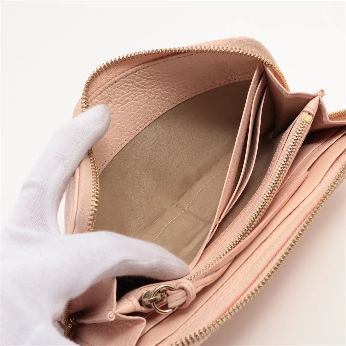 Chloé Pink Leather Zip-Around Wallet; actual item photo 4
