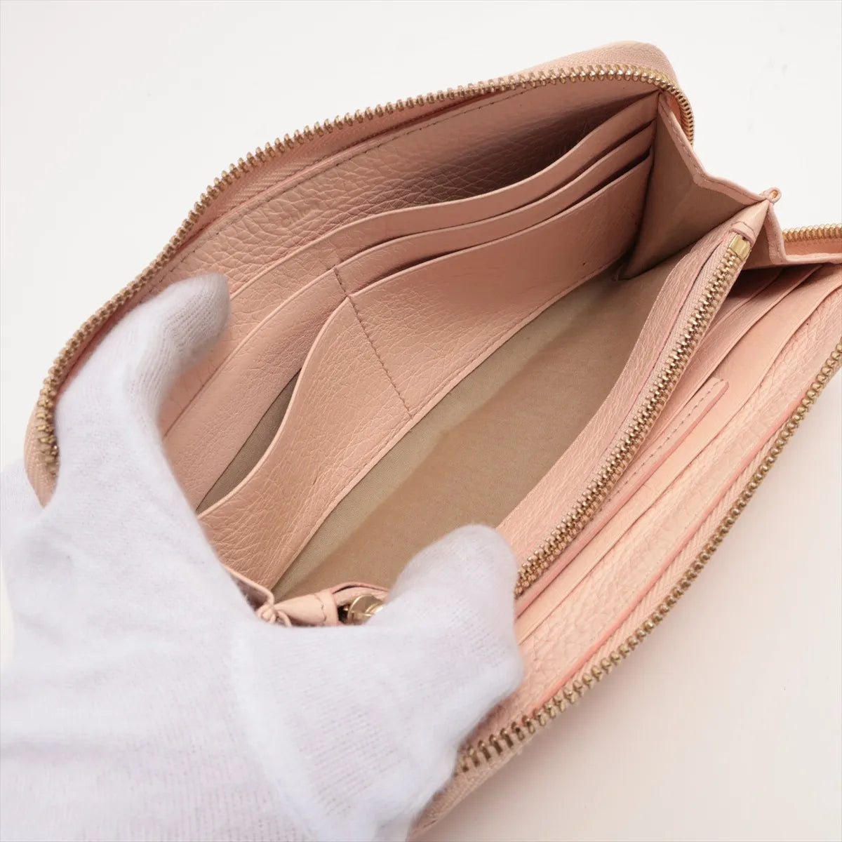 Chloé Pink Leather Zip-Around Wallet; actual item photo 5
