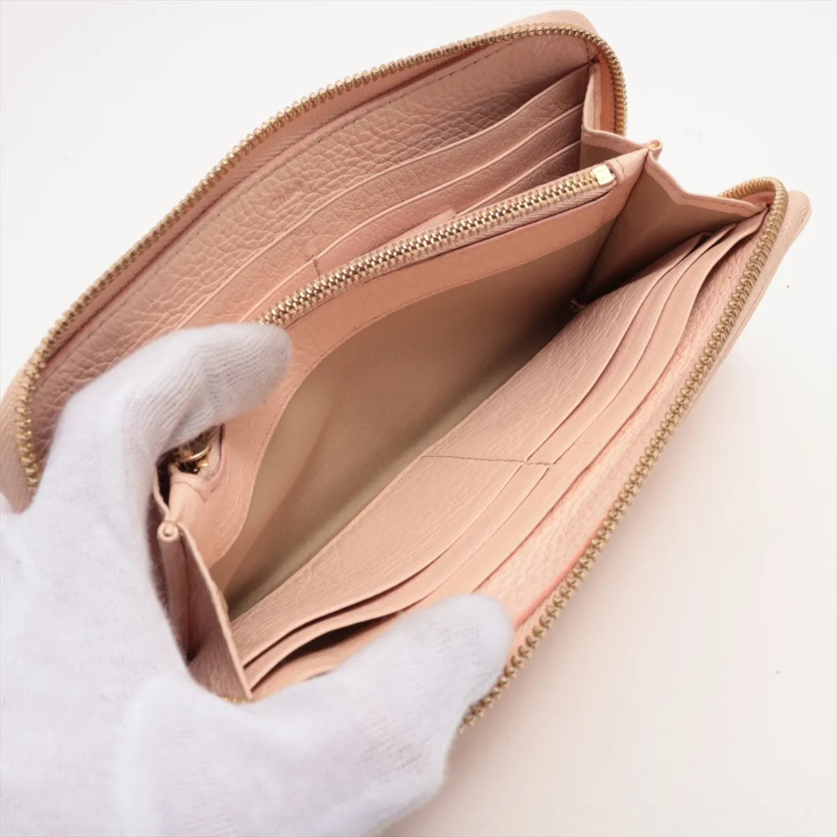 Chloé Pink Leather Zip-Around Wallet; actual item photo 6