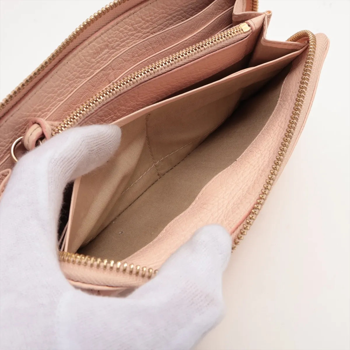 Chloé Pink Leather Zip-Around Wallet; actual item photo 7