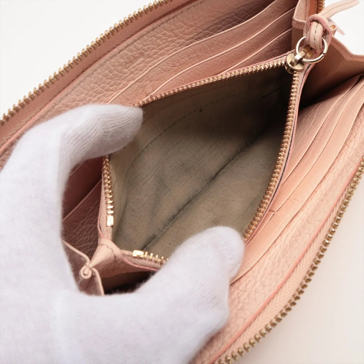 Chloé Pink Leather Zip-Around Wallet; actual item photo 8
