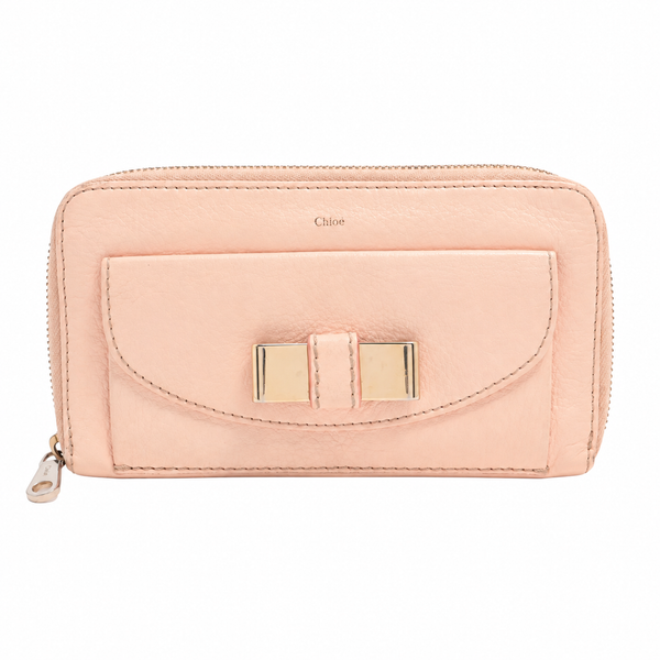 Chloé Pink Leather Zip-Around Wallet