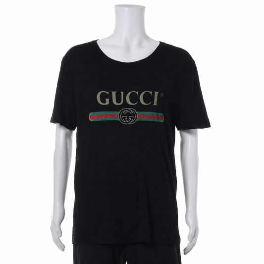 Gucci Distressed Cotton T-Shirt — Black, L; actual item photo 1