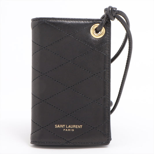 Best Saint Laurent Leather Strap Card Case Black