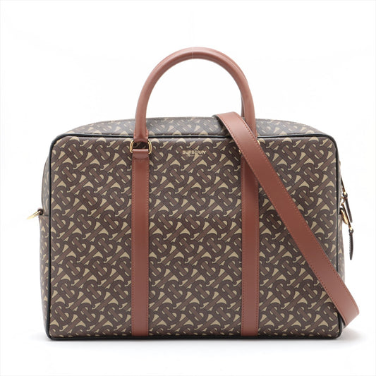Best Thomas Burberry TB Monogram Two-Way Business Bag Brown
