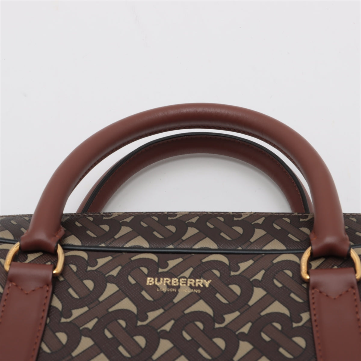 Branded Thomas Burberry TB Monogram Two-Way Business Bag Brown