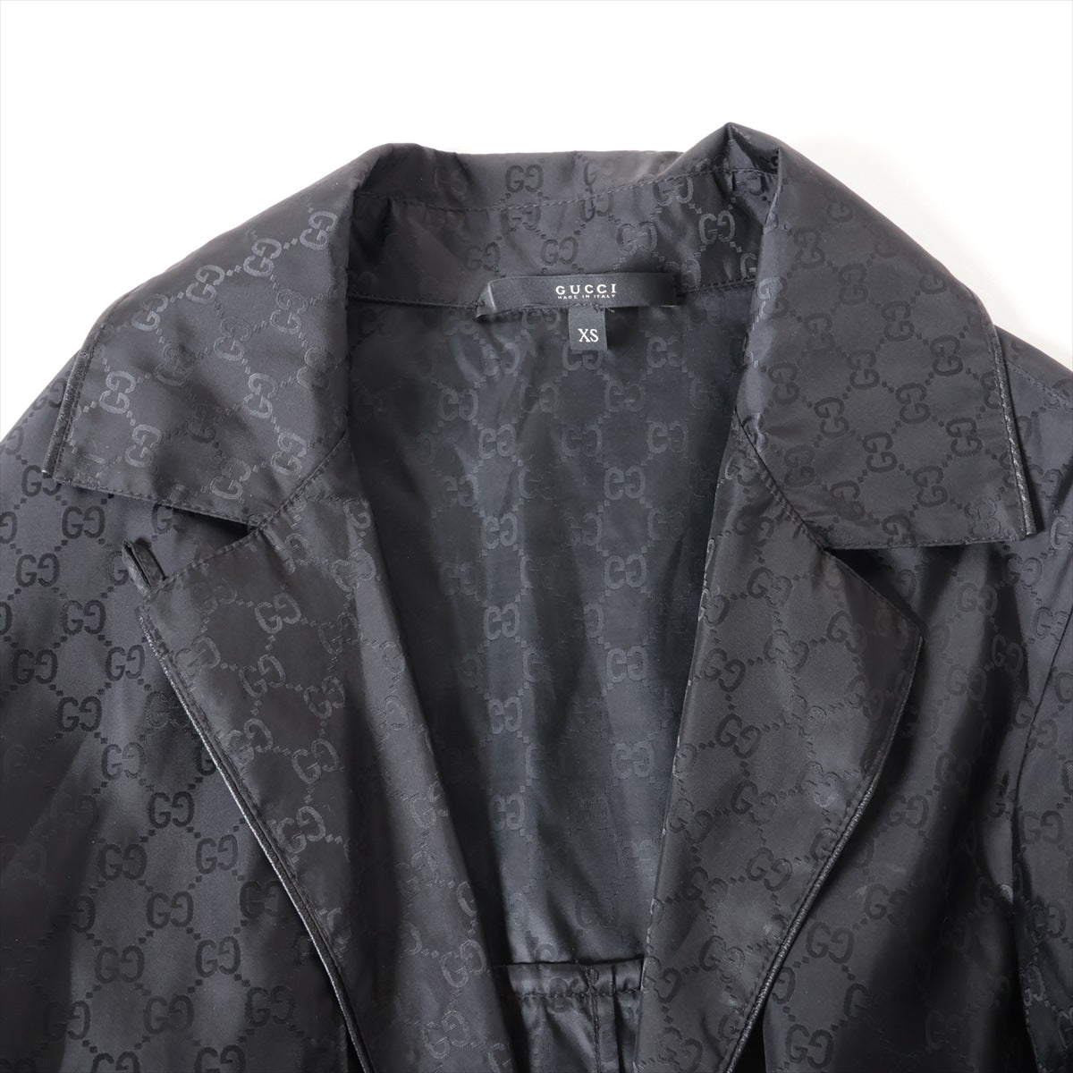 Buy Gucci GG Nylon Belted Wrap Coat Black