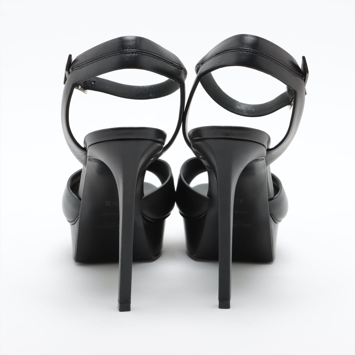 Buy Saint Laurent Paris Leather Heel Sandals Black