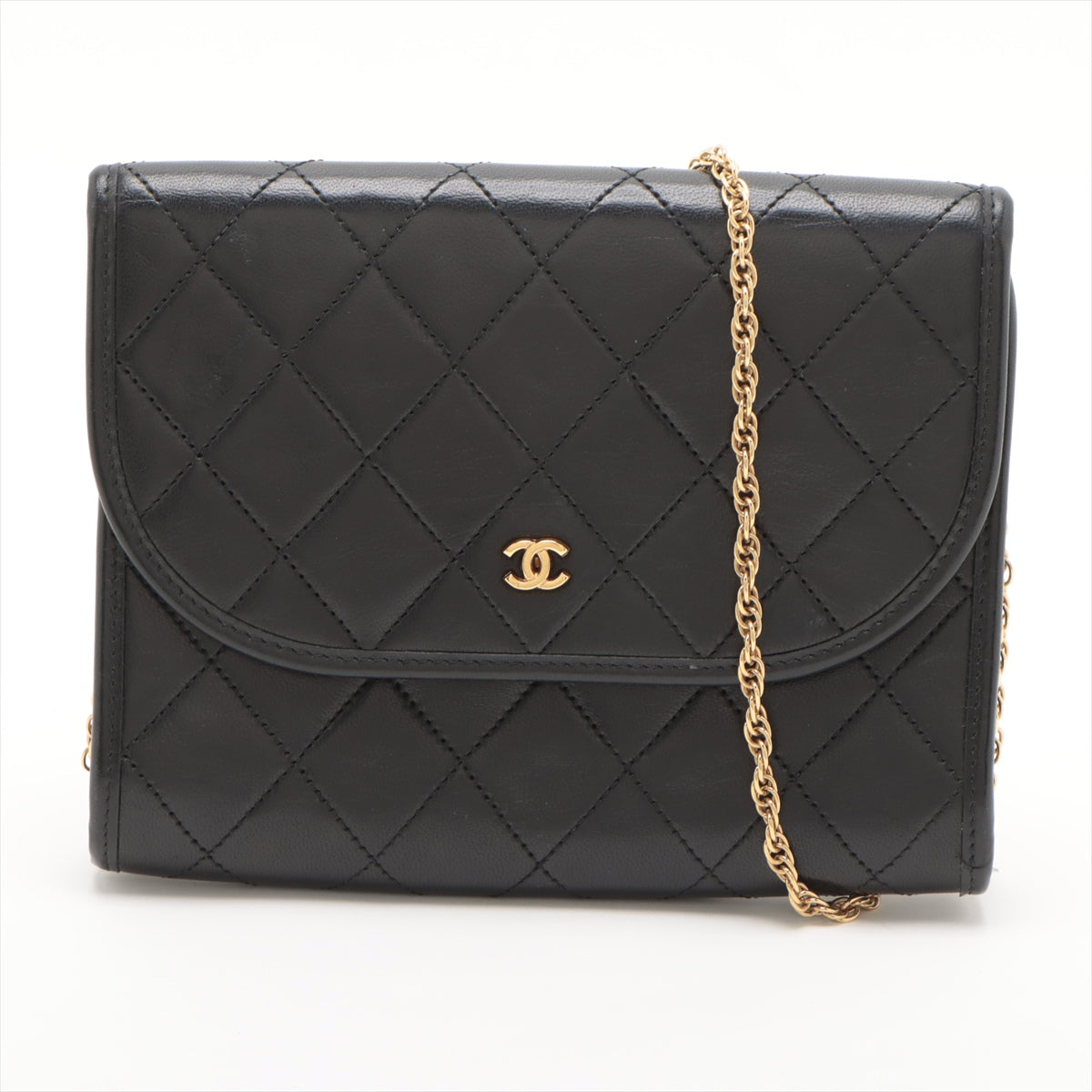 Chanel Matelasse Lambskin Chain Crossbody Bag Black