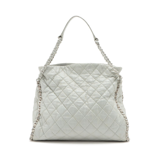 Chanel Matelasse Leather Chain  Hobo Shoulder Bag White