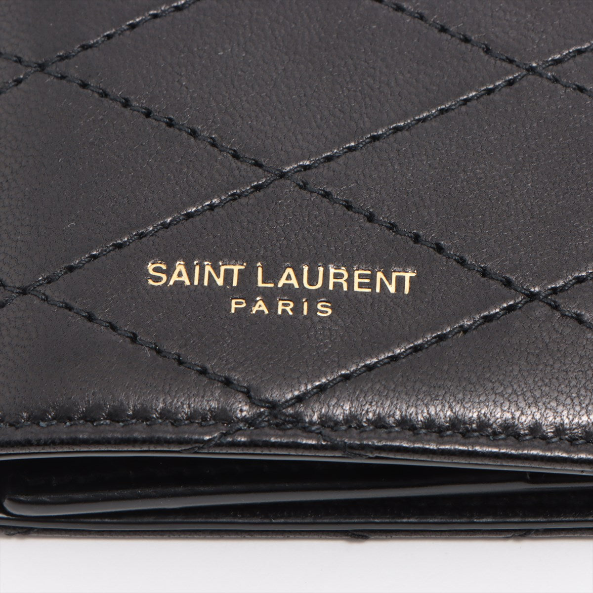 Designer Saint Laurent Leather Strap Card Case Black