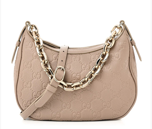 Gucci GG Emblem Leather Shoulder Bag