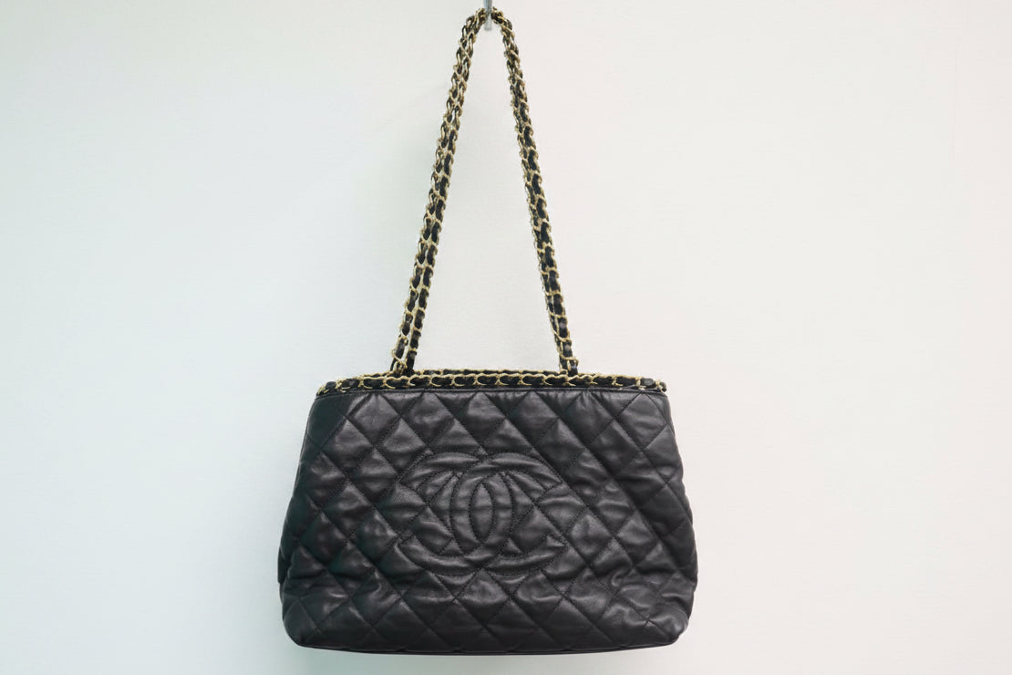 Chanel Quilted Leather Chain Tote Bag