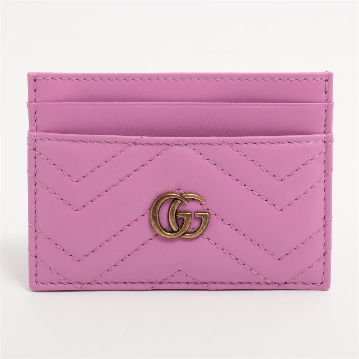 Gucci GG Chevron Leather Card Case Purple