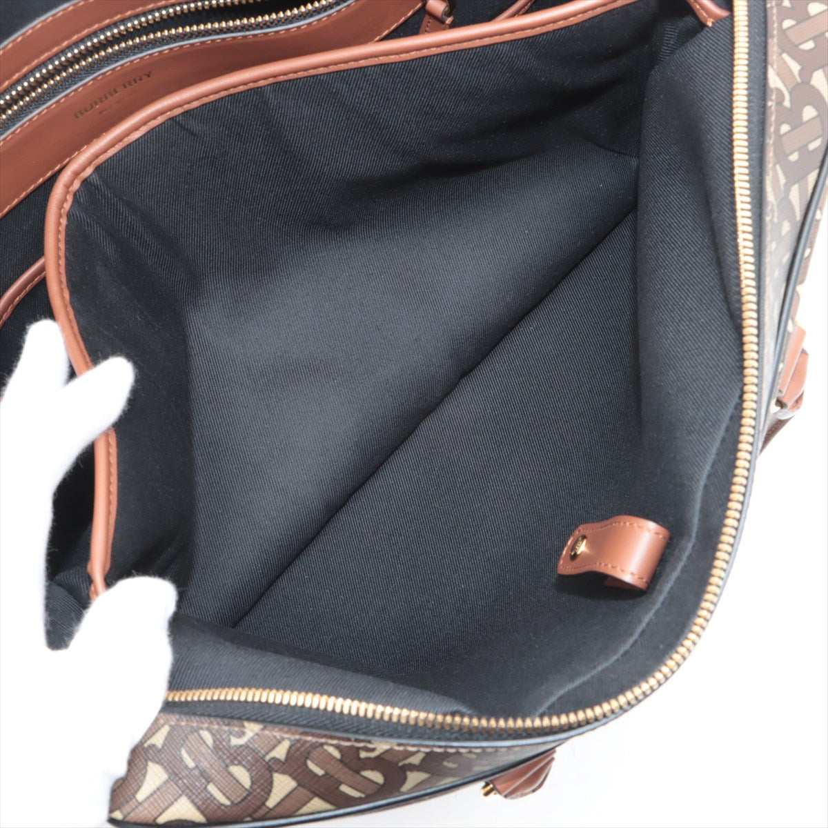 High Quality Thomas Burberry TB Monogram Two-Way Business Bag Brown