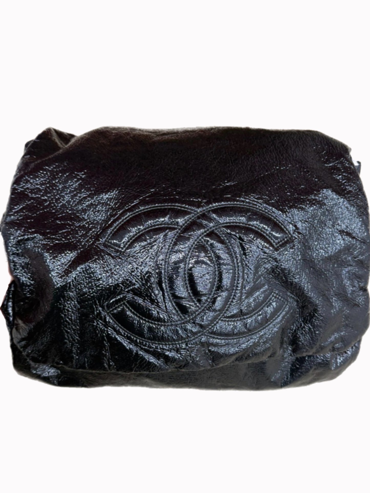 Chanel Vinyl XL Rock and Chain Flap Hobo Bag — Black