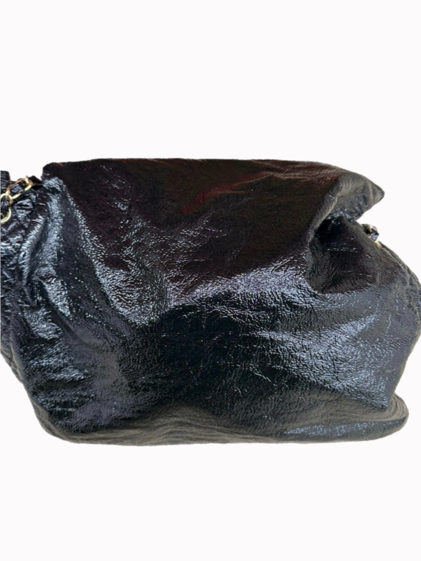 Chanel Vinyl XL Rock and Chain Flap Hobo Bag — Black